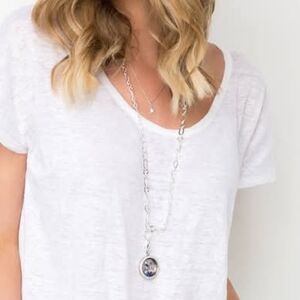 Origami Owl Stars & Stripes Floating Charm Locket Necklace